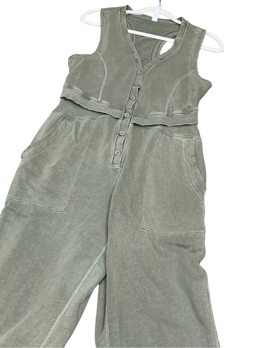 🌿 Daily Practice by Anthropologie Oros Green Sleeveless Jumpsuit Size S - Picture 11 of 13